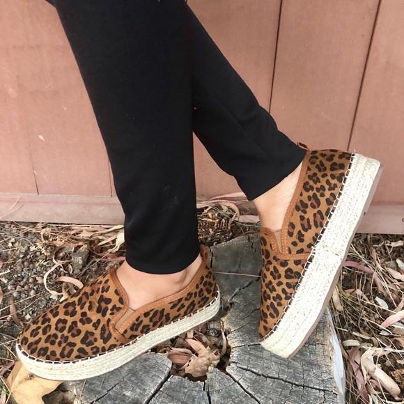 Vegan Leopard Animal Print Platform Espadrilles - Picture 4 of 6